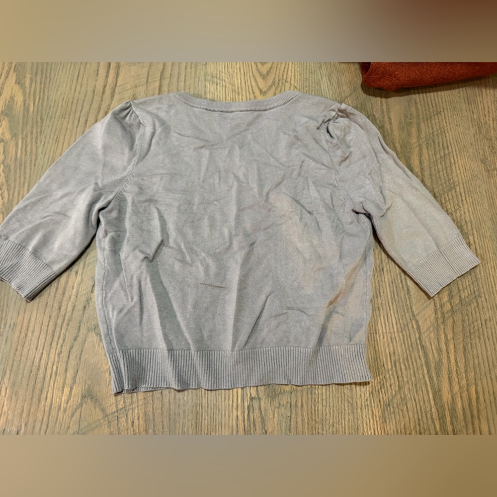 INC International Concepts Gray Cardigan with White Embroidery - Picture 3 of 3